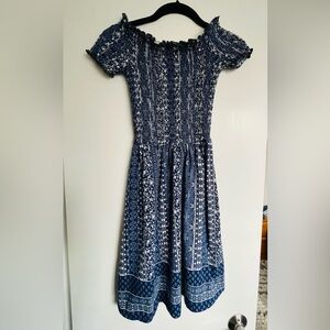 Rue21 Navy and White Smocked Dress
